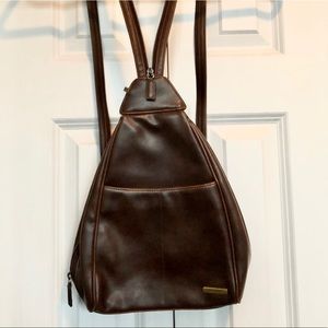 Nine West Mini Brown Leather Adjustable Backpack